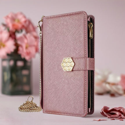 Monarch Luxe Zip Wallet iPhone Case Leather Card Holder with Chain Strap