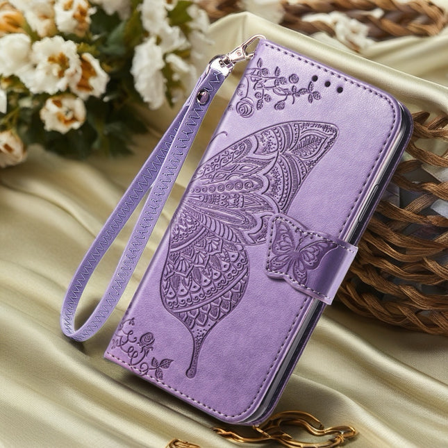 Butterfly Leather Wallet Phone Case with Card Slot and Flip Cover, Protective Case for iPhone