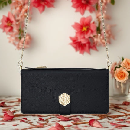 Monarch Luxe Zip Wallet iPhone Case Leather Card Holder with Chain Strap