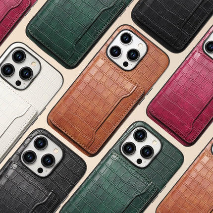 Alligator Style Leather Wallet iPhone Case with Card Holder, Luxury Shockproof Protective Back Cover