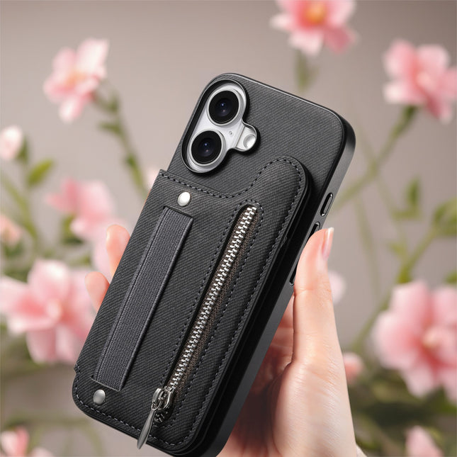 Multi Pocket Leather Phone Case with Zipper | Card Holder Phone Cover with Button Closure