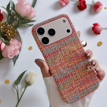 Pastel Woven Heart Fabric Case for iPhone | Protective Textile MagSafe Phone Cover