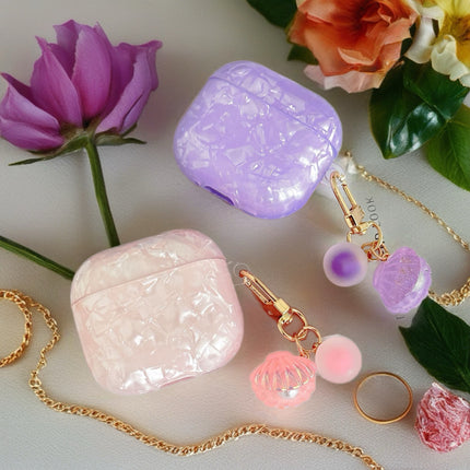 Pearl Marble AirPods Case Glossy Protective Cover with Shell Charm