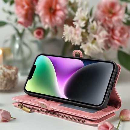 BlushCarry Leather Wallet iPhone Case Zipper Pocket Card Holder with Wrist Strap