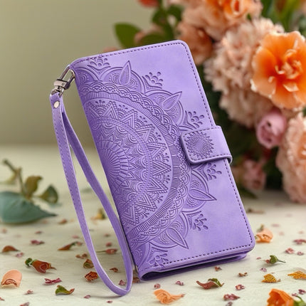 Lotus Mandala Bloom Leather Phone Wallet Case | Minimal Design with Secure Card Storage & Durable Protection