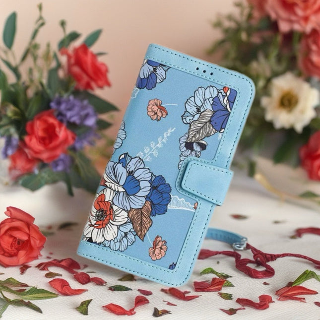 Tropical Tone Leather iPhone Wallet Case | Flip Cover with Card Slots & Wrist Strap