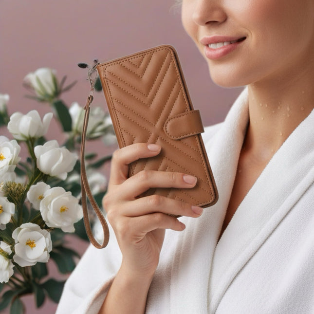 Aurelia Quilted Wallet Phone Case with Card Slots, Secure Snap & Detachable Strap
