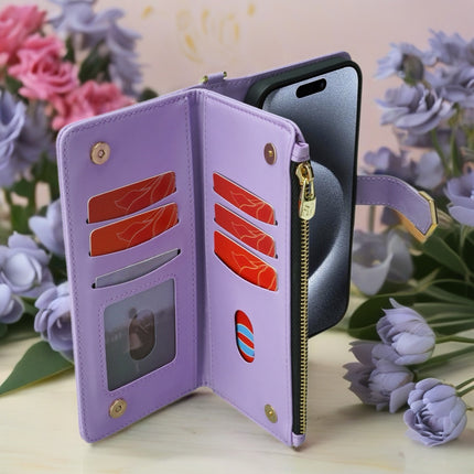 Monarch Luxe Zip Wallet iPhone Case Leather Card Holder with Chain Strap