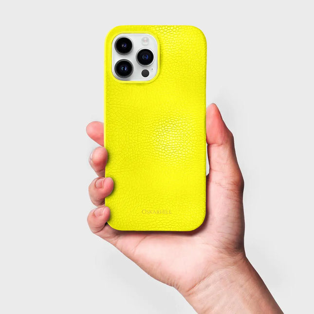 iPhone 14 Pro Max Classic Leather Case - Lemon Yellow