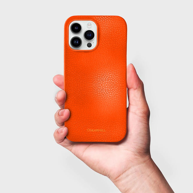 iPhone 15 Pro Max Classic Leather Case - Reddish Orange