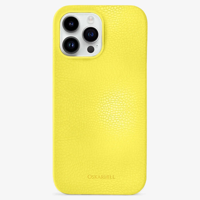 iPhone 15 Pro in Classic Leather MagSafe Compatible Corn Yellow