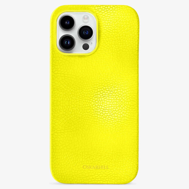 iPhone 15 Pro Max in Classic Leather MagSafe Compatible Lemon Yellow