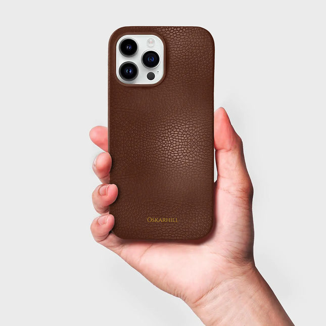iPhone 15 Pro Max Classic Leather Case - Crater Brown