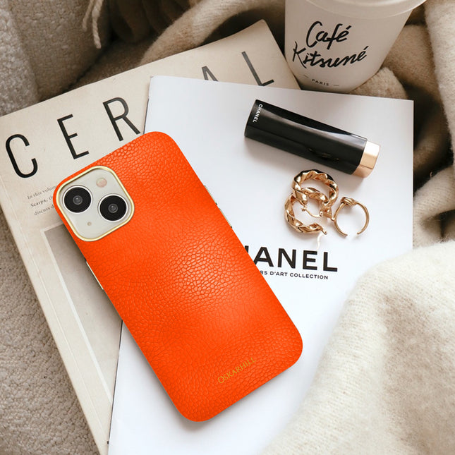 iPhone 15 Plus Elite Leather MagSafe Compatible Reddish Orange