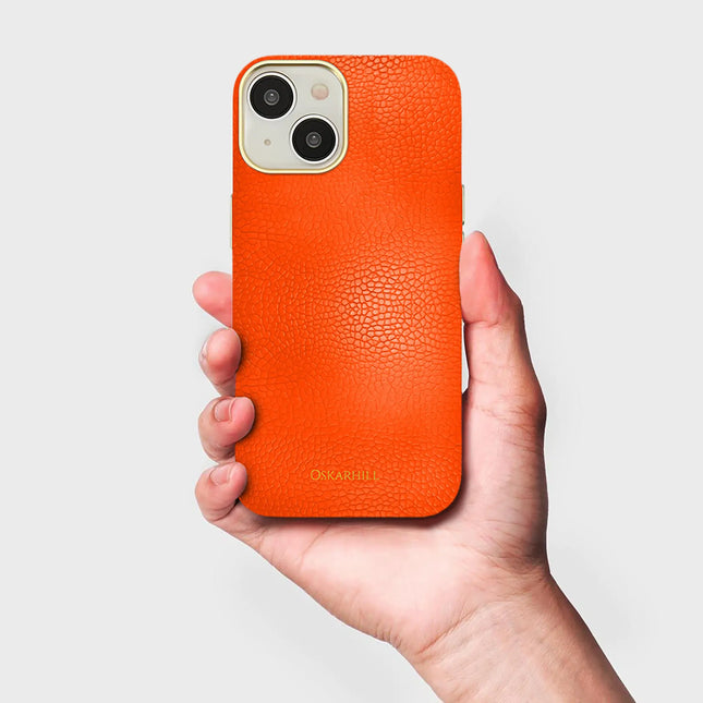 iPhone 15 Elite Leather MagSafe Compatible Reddish Orange