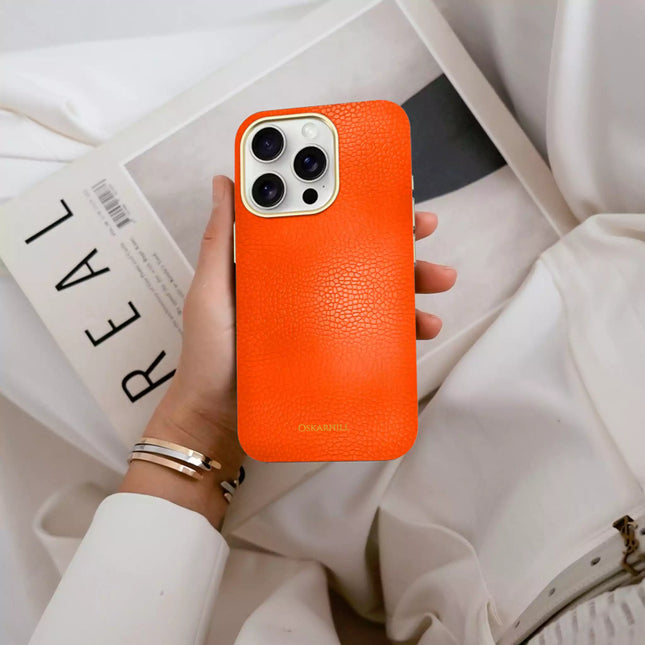 iPhone 15 Pro Elite Leather MagSafe Compatible Reddish Orange