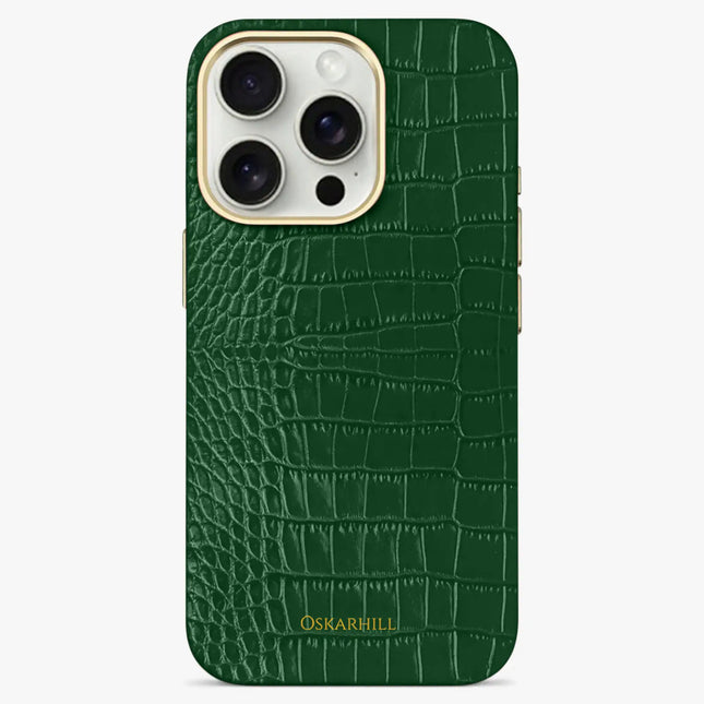 iPhone 15 Pro Elite Alligator MagSafe Compatible Dark Green