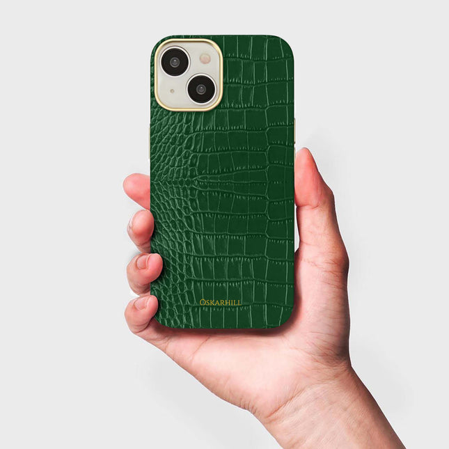 iPhone 13 Mini Elite Alligator MagSafe Compatible Dark Green