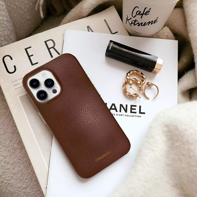 iPhone 15 Pro Max Classic Leather Case - Crater Brown
