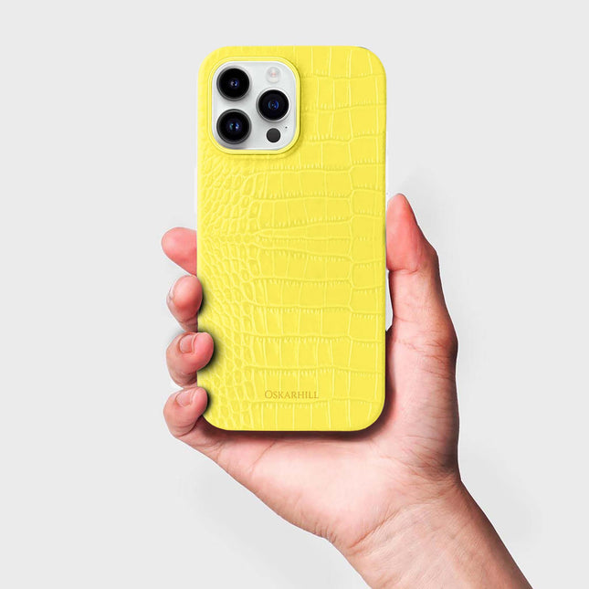 iPhone 15 Pro in Classic Alligator MagSafe Compatible Corn Yellow