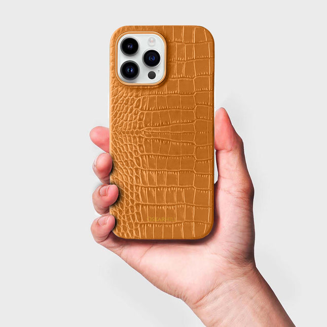 iPhone 14 Pro Max Classic Alligator Case - Dull Orange