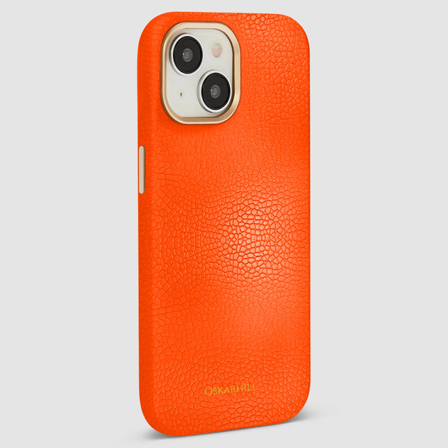 iPhone 14 Elite Leather MagSafe Compatible Reddish Orange