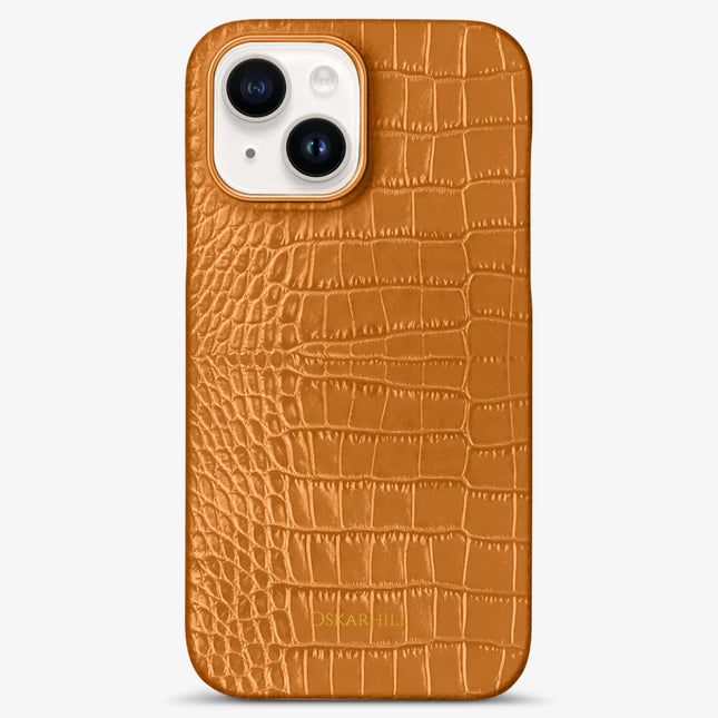 iPhone 14 in Classic Alligator MagSafe Compatible Ruddy Brown