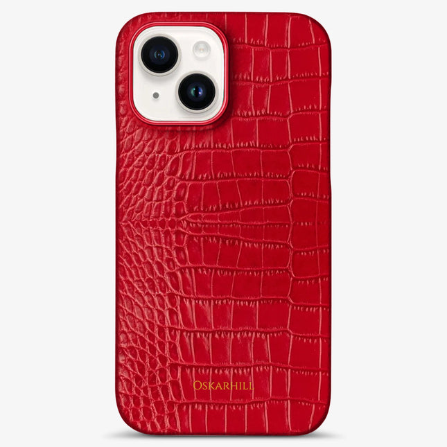 iPhone 15 Plus Classic Alligator Case - Cornell Red