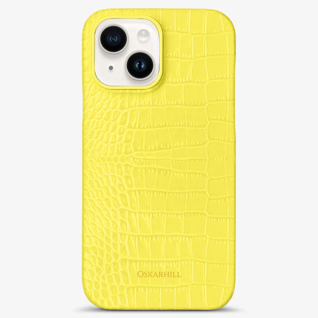 iPhone 15 Plus in Classic Alligator MagSafe Compatible Corn Yellow