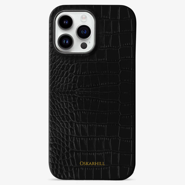iPhone 14 Pro Max Classic Alligator Case - Smoky Black