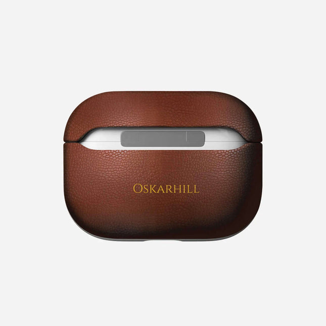 The AirPods Pro (2nd gen) Red Brown Case Personalised Name Gold