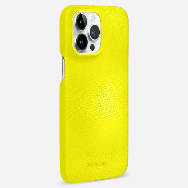 iPhone 14 Pro Max Classic Leather Case - Lemon Yellow
