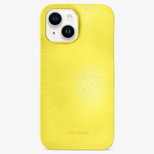 iPhone 14 in Classic Leather MagSafe Compatible Corn Yellow