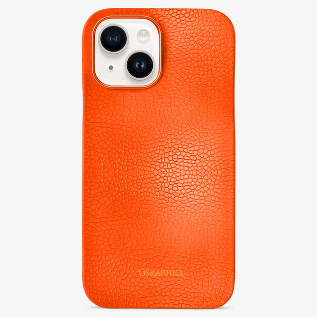 iPhone 14 Plus Classic Leather Case - Reddish Orange