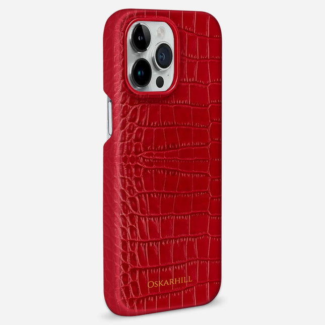 iPhone 15 Pro Max Classic Alligator Case - Cornell Red