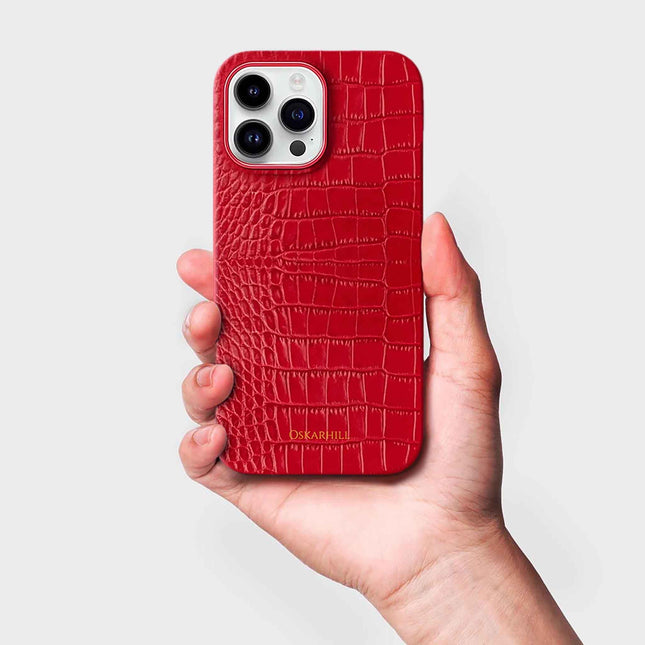 iPhone 15 Pro Max Classic Alligator Case - Cornell Red