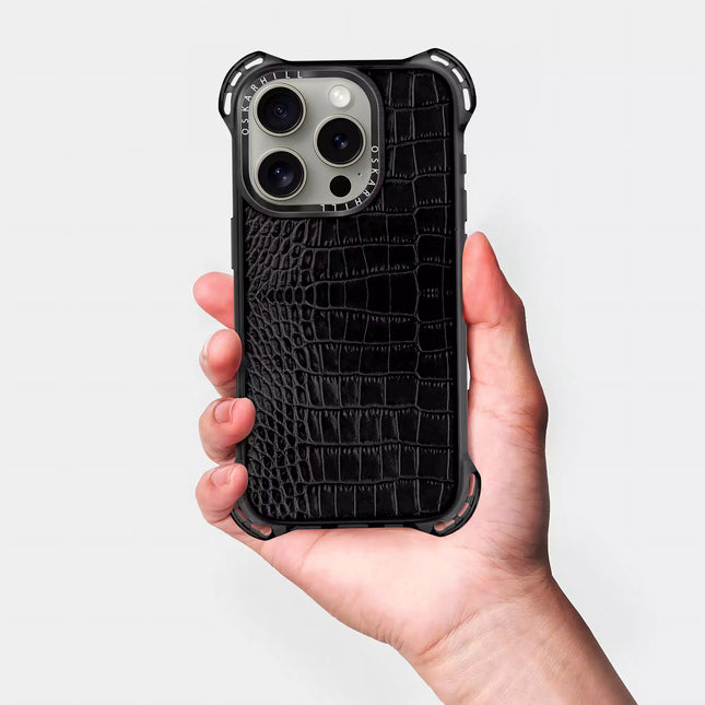 iPhone 15 Pro Alligator Bounce Case MagSafe Compatible Smoky Black