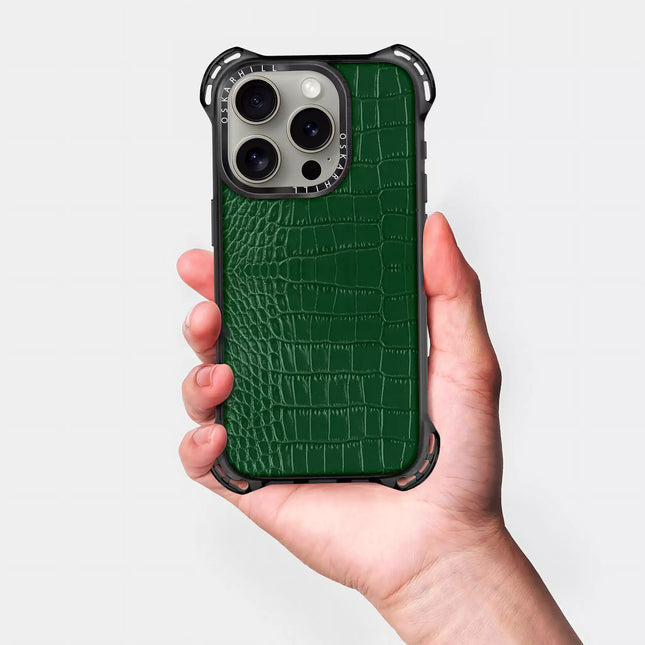 iPhone 15 Pro Max Alligator Bounce Case - Dark Green