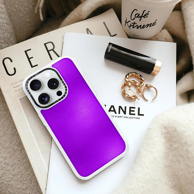 Coque iPhone 14 Pro Max en cuir classique — violet rosé