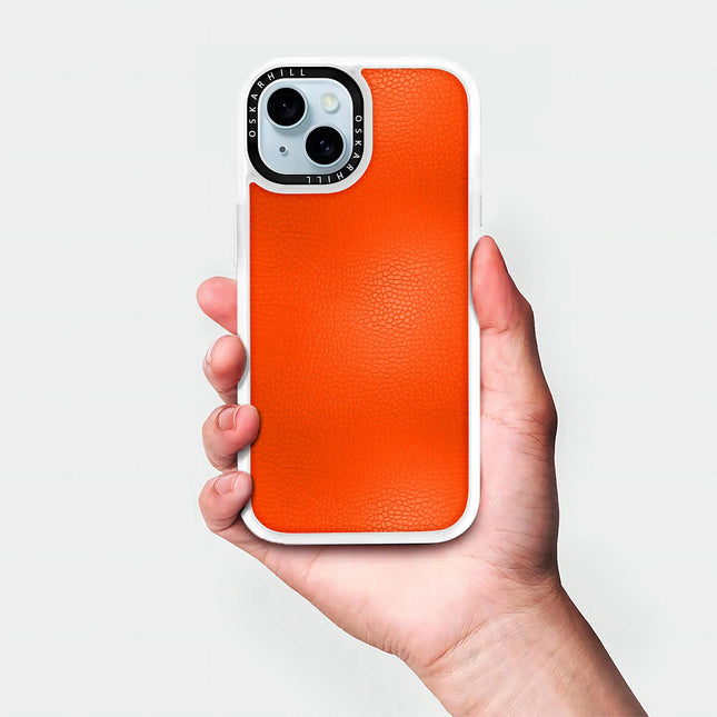 Coque iPhone 13 en cuir classique — Orange rougeâtre