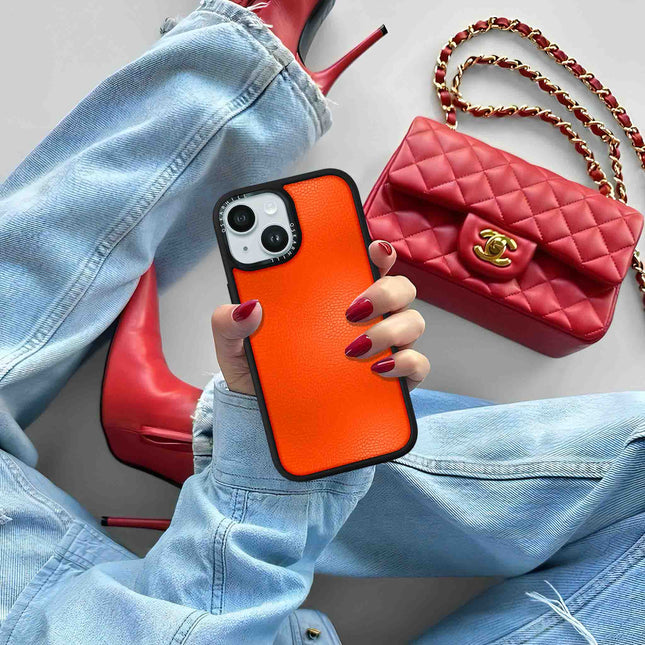 iPhone 13 Case Elite Leder – Rötliches Orange