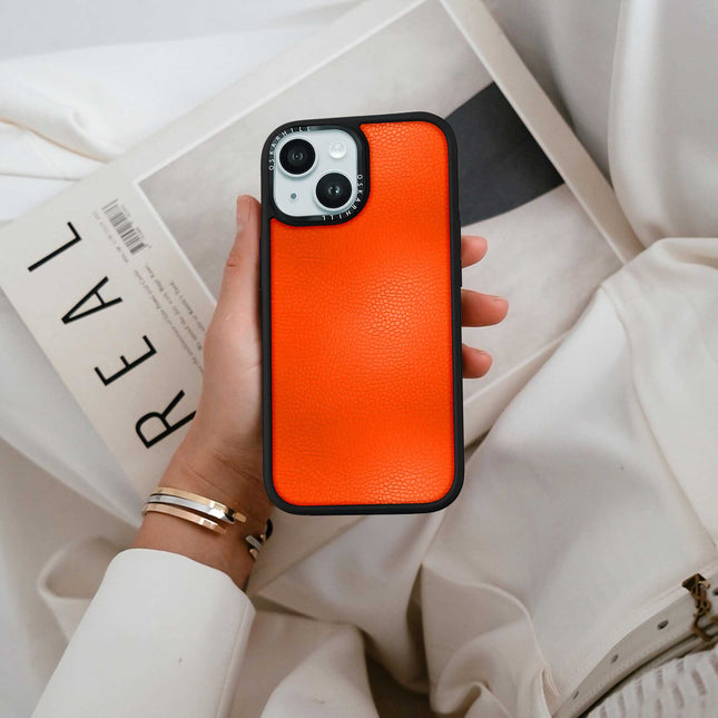 iPhone 13 Mini Case Elite Leder – Rötliches Orange