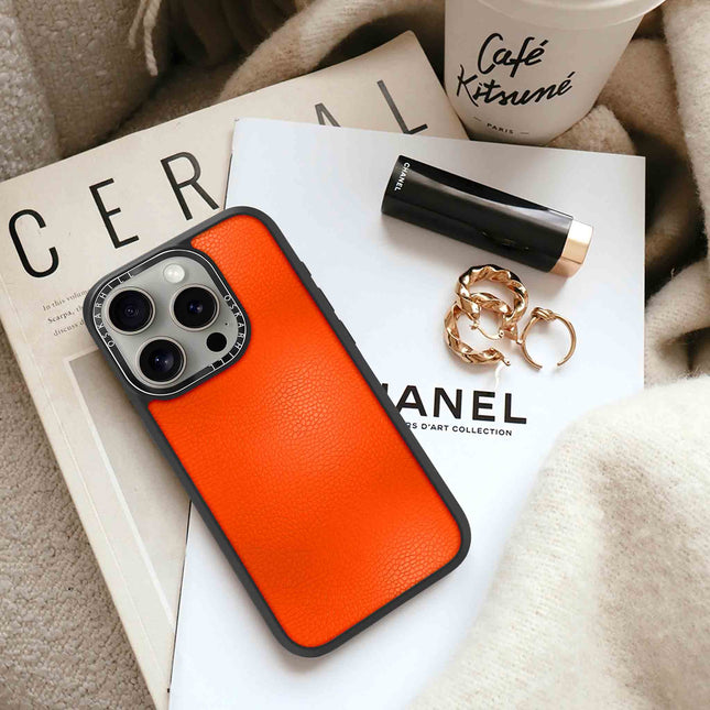 Coque iPhone 14 Pro Elite Leather — Orange rougeâtre