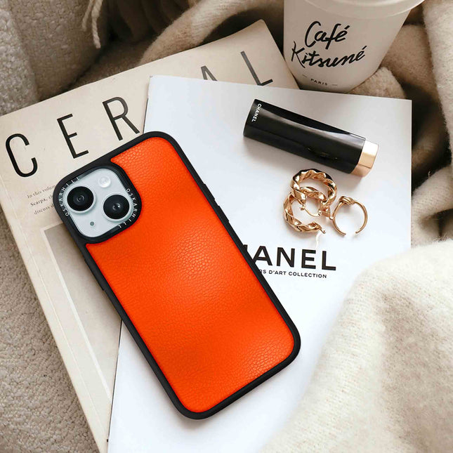 iPhone 15 Plus Case Elite Leather — Reddish Orange