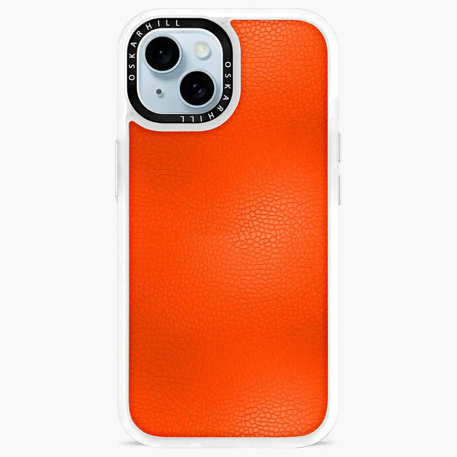 Coque iPhone 14 Plus en cuir classique — Orange rougeâtre