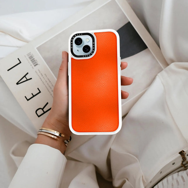 iPhone 14 Plus Case Classic Leder – Rötliches Orange