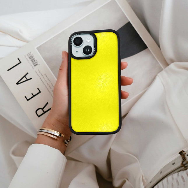 Coque Elite Leather pour iPhone 14 — Jaune citron