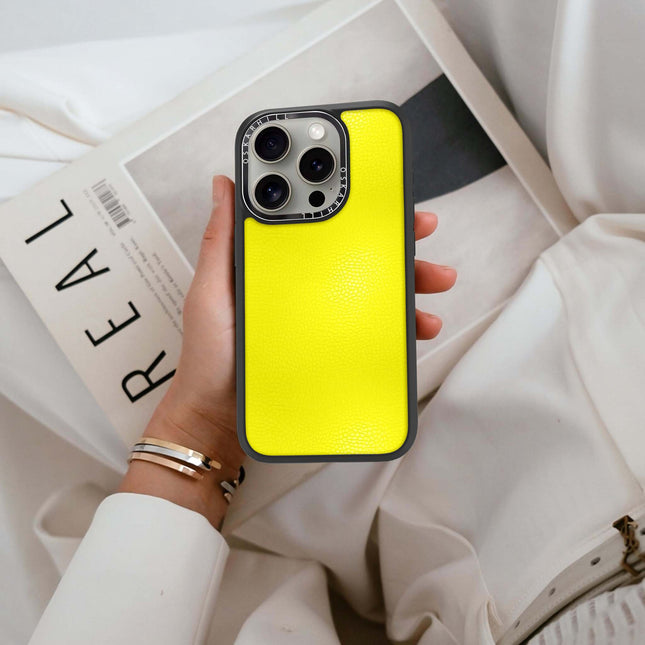 Coque Elite Leather pour iPhone 13 Pro Max — Jaune citron