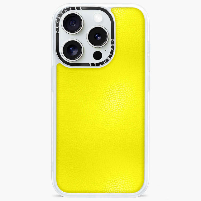 Coque iPhone 15 Pro Max en cuir classique — Jaune maïs