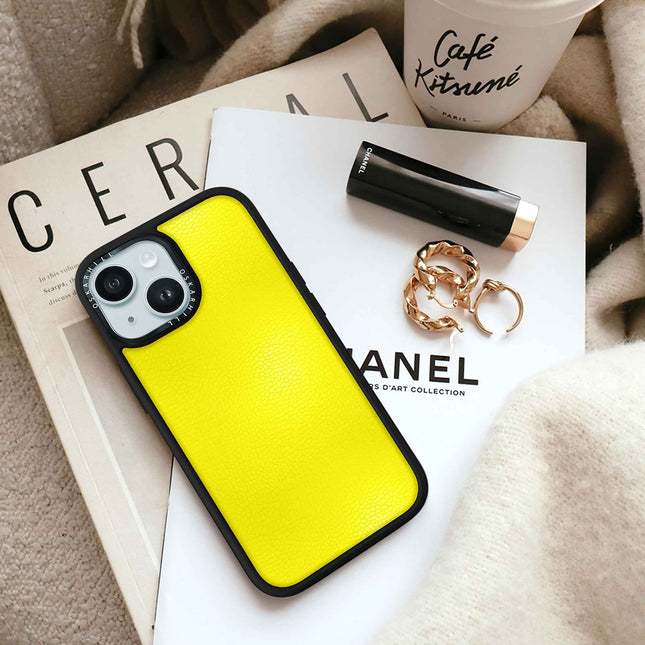 Coque Elite Leather pour iPhone 15 Plus — Jaune citron